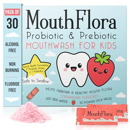 Kids Probiotic Mouthwash with Strawberry Flavor, Gentle Oral Care for Sensitive Gums, 30 Pack