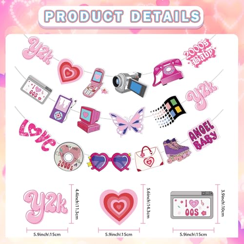 Y2K Party Decorations Set - 3 Banners for 2000s Themed Events