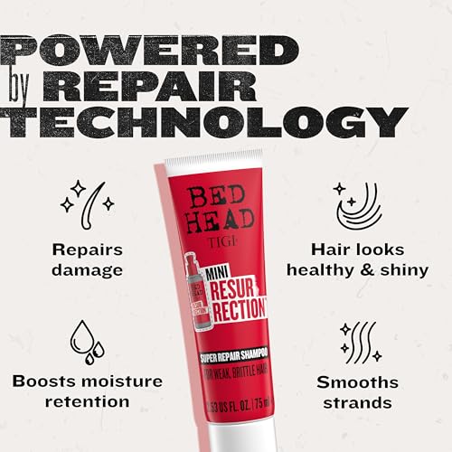 TIGI Bed Head Resurrection Super Repair Travel Mini Shampoo 2.53 fl oz – Nourishing Dry & Damaged Hair