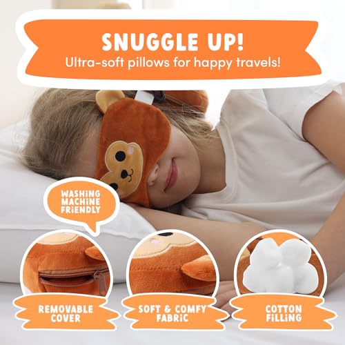 Kids Travel Pillow Set with Eye Mask - Monkey Design