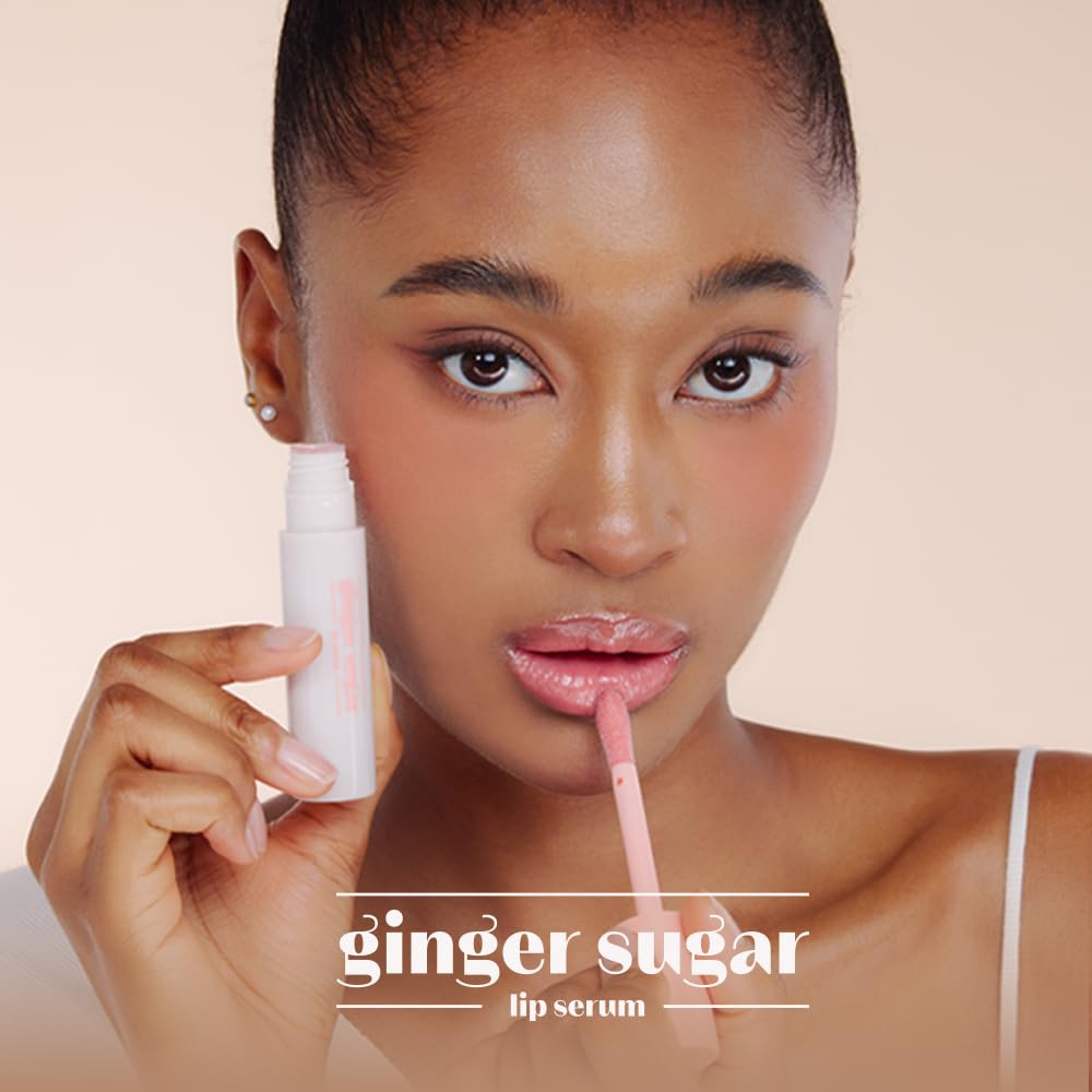 Ginger Sugar Lip Serum - Moisturizing Lip Balm with Mega Tip Applicator | Nude Beige, 13g