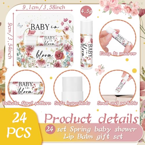 24 Pcs Baby in Bloom Lip Balm Party Favors - Floral Baby Shower Gifts