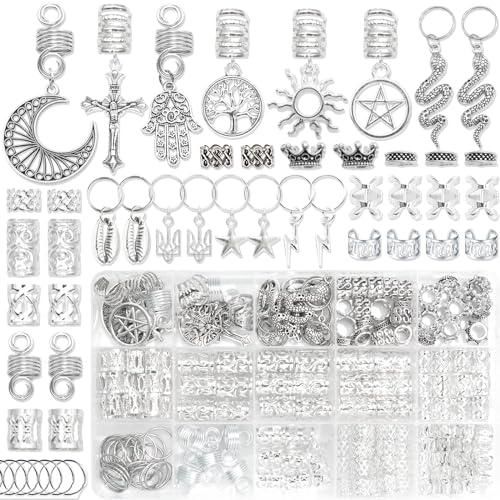 NAISKA Viking Hair Jewelry Set - 186 Pcs Norse Beads & Cuffs