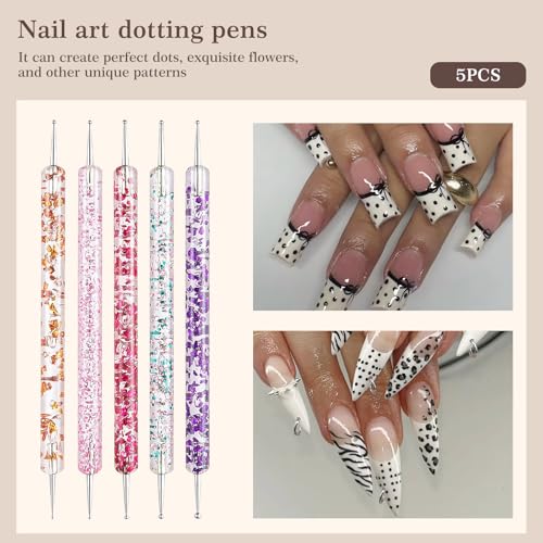 Laza Brown 16pcs Nail Art Brushes Set - Dotting, Lining & Detail Tools