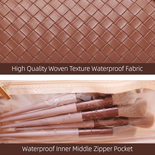 Reaoly Go Brown Travel Makeup Bag - Waterproof Organizer with Dividers