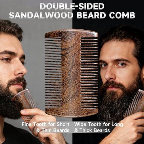 BFWood 5-Piece Beard Grooming Kit with Boar Bristle Brush and Wood Comb
