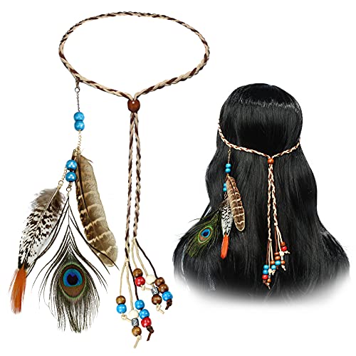 Boho Peacock Feather Headband for Festivals and Costumes