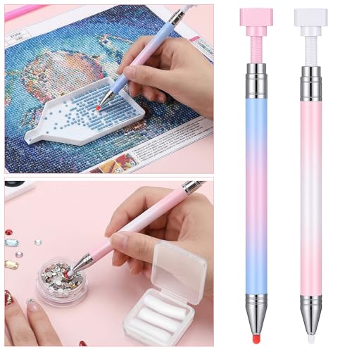 2 Pcs Rhinestone Picker Tools with 6 Refills - Nail Art & Craft Dotting Pen Set