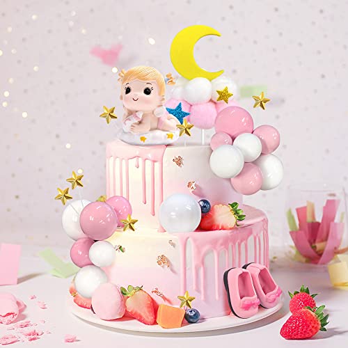 30PCS Pink Baby Girl Cake Decorations - Cake Toppers for Baby Showers & Birthdays