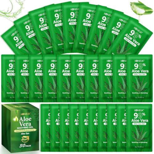 KONEUK 30 Pack Aloe Vera Gel - 99% Pure, Travel-Friendly Skin & Hair Care