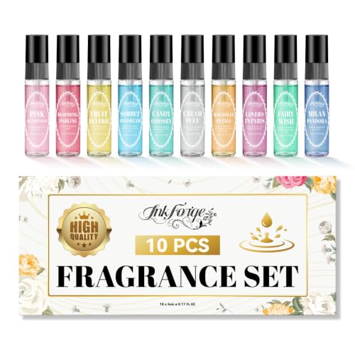 InkForge 10P White Mini Perfume Sampler Set - 10x5ml Women's Fragrance Discovery Kit