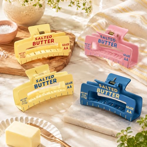 4 Pack Realistic Butter Hair Claw Clips - Cute Colors for Women