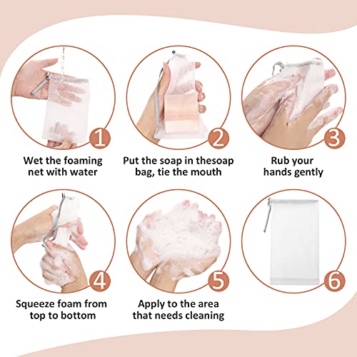 Cobahom 6 Pack Mesh Soap Bags for Bath & Shower - 6x3.5 Inch