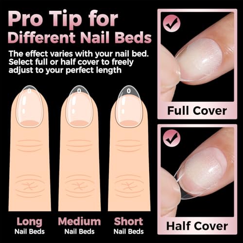Luckyfairy Extra Short Almond Nail Tips - 240pcs Soft Gel Press-On Nails