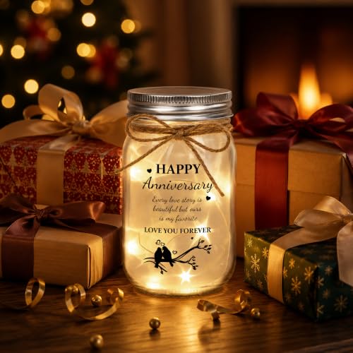 Cardinal Couple Anniversary Mason Jar LED Light - Romantic Gift