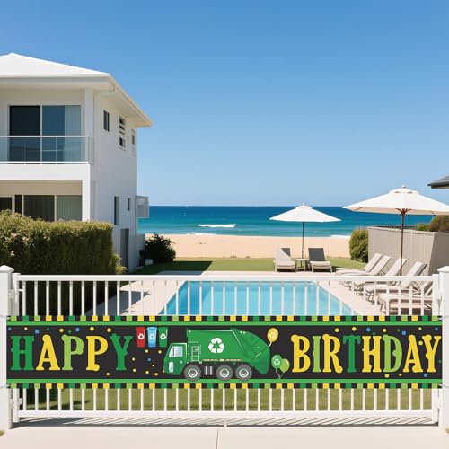 Garbage Truck Birthday Banner - Kids Party Decoration 118x25in