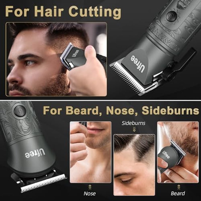 Ufree Beard Trimmer for Men with Hair Clipper, Professional Hair Clippers for Men and Hair Trimmers, Cordless Electric Razor Mens Grooming Kit for Nose, Face, Ear, Body, Gifts for Men Husband Father