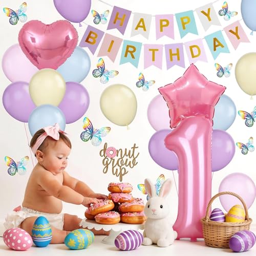 Pastel Macaron 1st Birthday Decoration Set for Girls