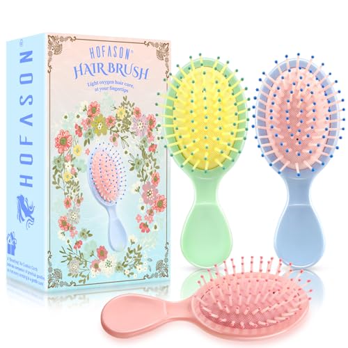 HOFASON Mini Wet Hair Brush Set - 3 Portable Detangling Brushes