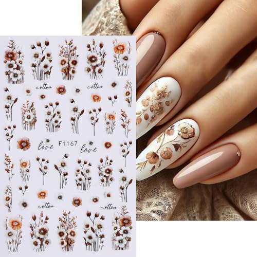 Qdsuh Style3 Fall Maple Leaf Nail Stickers 6 Sheets Autumn Thanksgiving Decor