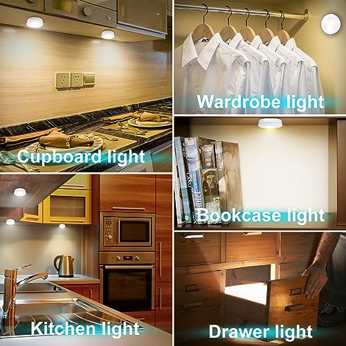 BIGMONAT LED Puck Lights - Battery Operated Touch Lights, 3-Pack