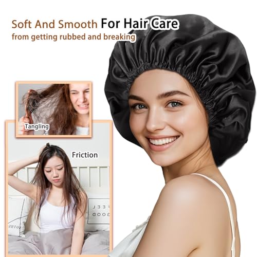 NVNAN 2-Pack Adjustable Satin Bonnet - Double Layer Sleep Cap for Hair Care