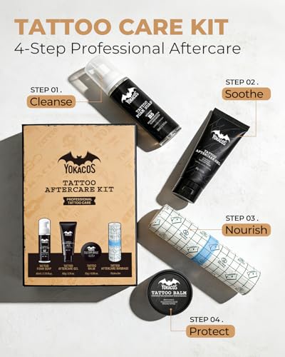 YOKACOS Tattoo Aftercare Kit - 4-Piece Care Set for Fresh & Healed Tattoos