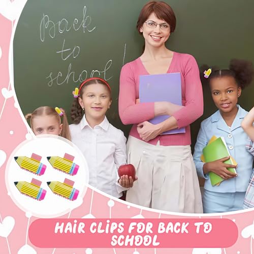 Tihebax Yellow Pencil Hair Clips for Teachers & Students 4-Pack - Cute School Spirit Hair Accessories