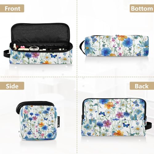 Travel Hair Tools Bag with Heat Resistant Mat - Watercolor Cornflower Daisy