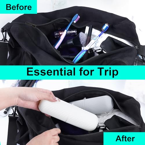 UCEC Portable Toothbrush Case 2-Pack, 7.7 Inch - Grey & White