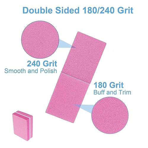 180/240 Grit Mini Nail Buffers - 50 Pack for Acrylic & Natural Nails