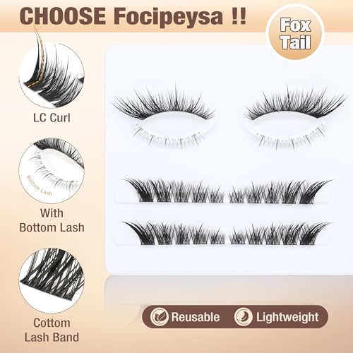Focipeysa Fox Eye Lash Clusters Kit C-Fox with Bond & Seal Remover