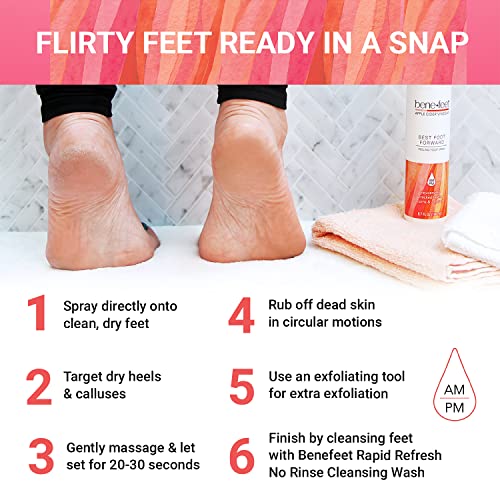 Benefeet Peeling Spray for Feet - 6.7 oz Exfoliator for Cracked Heels, Corns & Calluses