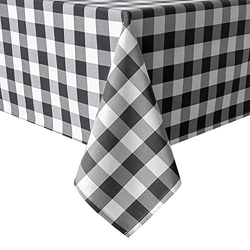 Waterproof Black and White Checkered Tablecloth 30x60 Inch
