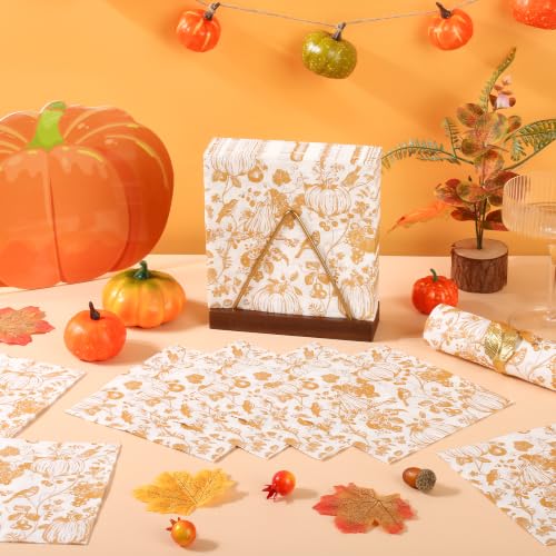 100Pcs Chinoiserie Pumpkin Paper Napkins - Elegant Fall Decor