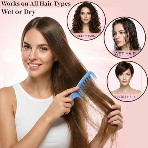 Cedilis 50-Pack Colorful Hair Combs with Handle - 8" Long
