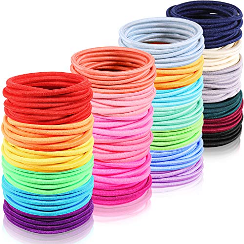 TecUnite 500 Pcs Thin Hair Ties Elastics Ponytail Holders 3 mm x 5 cm