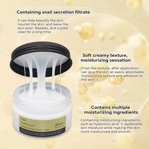 Sokgo Snail Mucin Cream - Hydrating Moisturizer for All Skin Types, 1 Pack