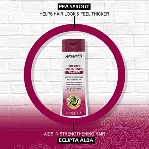Groganics Thick Hair Fattening Shampoo 8.5oz - Natural, Sulfate-Free Hair Care for Thicker, Stronger Hair