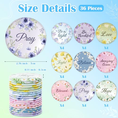 36 Pcs Floral Pocket Mirrors Bulk - Inspirational Scripture Compact Mirrors