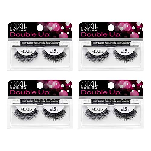 Ardell Double Up 208 False Eyelashes - Dramatic Volume, Black, 4 Pack