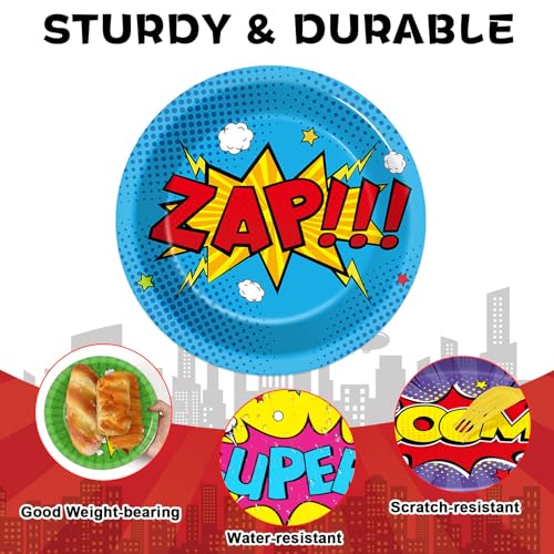 60 Pcs Super Hero Party Paper Plates - 7 Inch Disposable Tableware