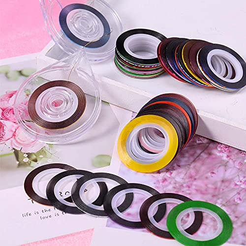 30 Colors Nail Striping Tape Line with Dispensers - Nail Art Decoration Kit