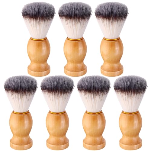 7Pcs Brown Shaving Brush Set with Wooden Handle - Professional Quality