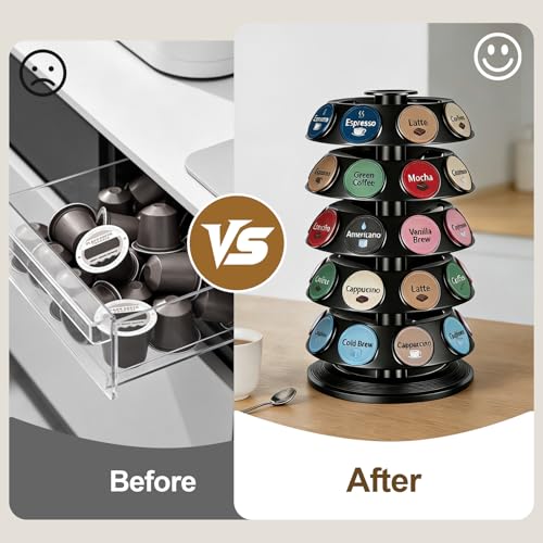 K Cup Holder for Keurig - 40 Pod Carousel Organizer with 360° Spin