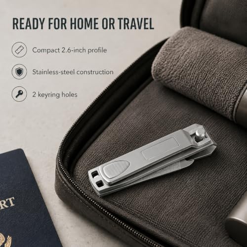 CLYPPI Precision Fingernail Clippers with File & Cleaner - Ergonomic 3.5" Stainless Steel