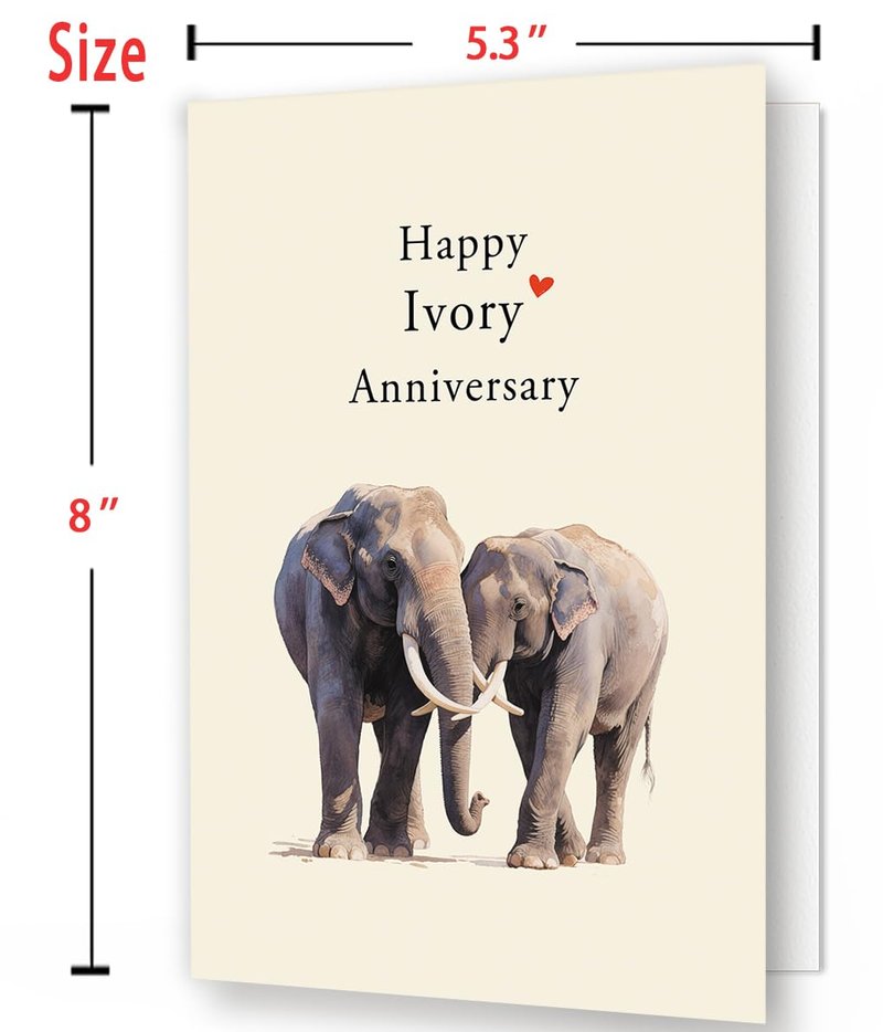 Bestmelo 14 Year Anniversary Card,14th Anniversary Card Gifts,14 Year Wedding Anniversary Day Gifts,Happy Ivory Anniversary,8x5.3 Inches,Double-Sided
