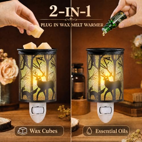 EQUSUPRO Metal Wax Warmer with Night Light - Deer Design