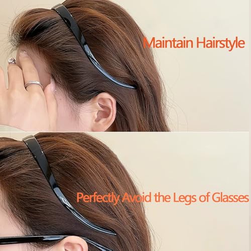 KOVOLITU 3 Pack Headbands for Glasses, Flex No Pressure Hairbands with Teeth - Leopard Black Grey Brown (Bright Surface)