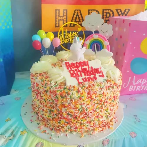 Unicorn Cake Topper Set - 15pcs Rainbow Birthday Decorations